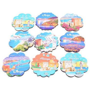 Alanya Themed Wooden Customised Souvenir Coaster Set of 2 pcs 90 mm - 2