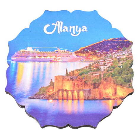 Alanya Themed Wooden Customised Souvenir Coaster Set of 2 pcs 90 mm - 3