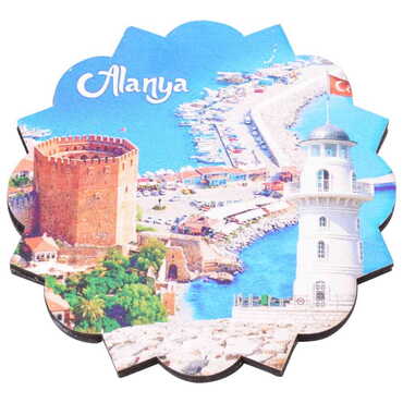 Alanya Themed Wooden Customised Souvenir Coaster Set of 2 pcs 90 mm - 4