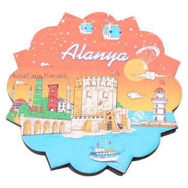 Alanya Themed Wooden Customised Souvenir Coaster Set of 2 pcs 90 mm - 5