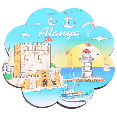 Alanya Themed Wooden Customised Souvenir Coaster Set of 2 pcs 90 mm - 10