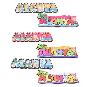 Alanya Themed Wooden UV Printed City Name Letter Fridge Magnet - 2