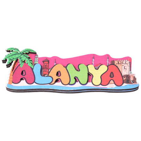 Alanya Themed Wooden UV Printed City Name Letter Fridge Magnet - 4