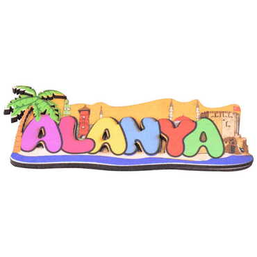 Alanya Themed Wooden UV Printed City Name Letter Fridge Magnet - 5