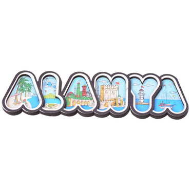 Alanya Themed Wooden UV Printed City Name Letter Fridge Magnet - 8