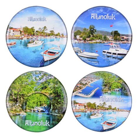 Altinoluk Themed Epoxy Dome Round Souvenir Fridge Magnet 67 mm - 3