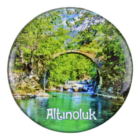 Altinoluk Themed Epoxy Dome Round Souvenir Fridge Magnet 67 mm - 5