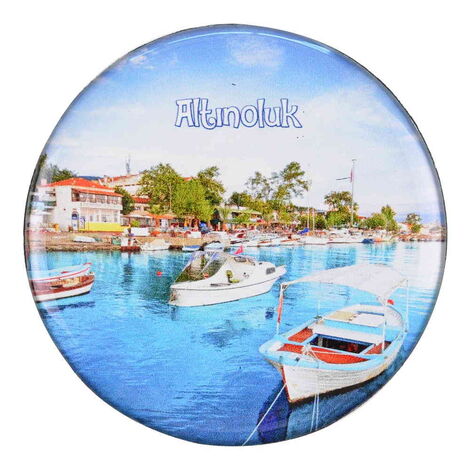 Altinoluk Themed Epoxy Dome Round Souvenir Fridge Magnet 67 mm - 7