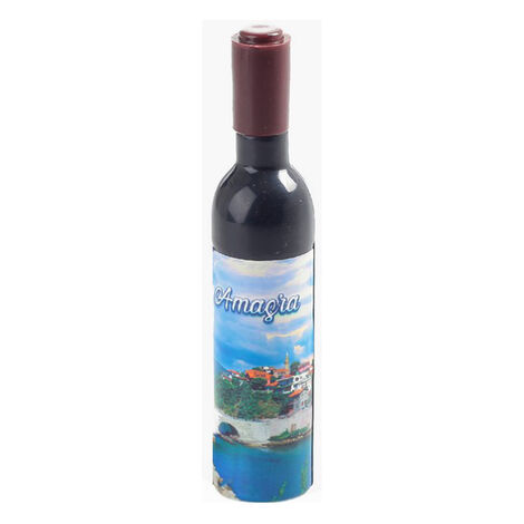 Amasra Themed Bottle Shaped Metal Wine Bottle Corkscrew Opener-Magnetic 115x25x25 mm - 5