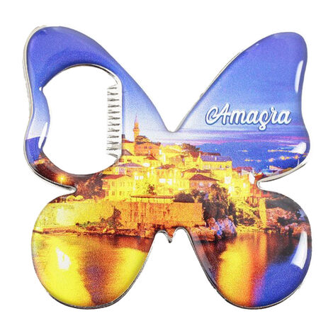 Amasra Themed Butterfly Shaped Metal Magnetic Bottle Opener 70x70 mm - 2