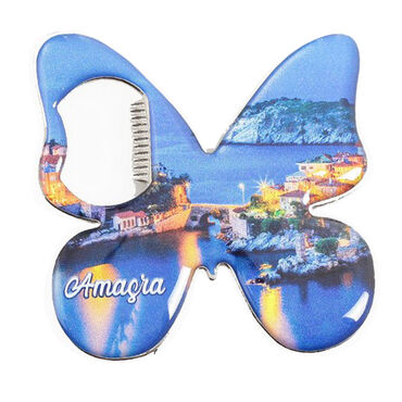 Amasra Themed Butterfly Shaped Metal Magnetic Bottle Opener 70x70 mm - 3