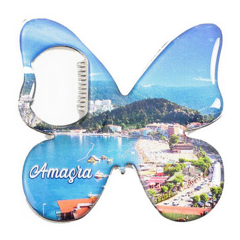 Amasra Themed Butterfly Shaped Metal Magnetic Bottle Opener 70x70 mm - 4