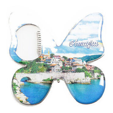 Amasra Themed Butterfly Shaped Metal Magnetic Bottle Opener 70x70 mm - 5