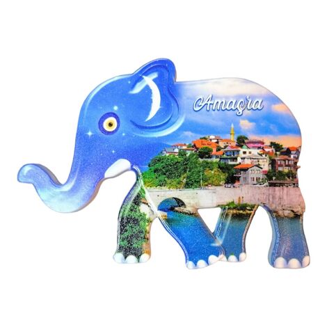 Amasra Themed Customised UV Printed Plastic Base Elephant Shaped Fridge Magnet 86x62 mm - 2