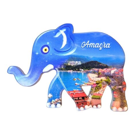 Amasra Themed Customised UV Printed Plastic Base Elephant Shaped Fridge Magnet 86x62 mm - 3