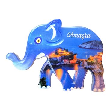 Amasra Themed Customised UV Printed Plastic Base Elephant Shaped Fridge Magnet 86x62 mm - 4