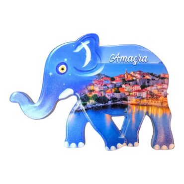 Amasra Themed Customised UV Printed Plastic Base Elephant Shaped Fridge Magnet 86x62 mm - 5