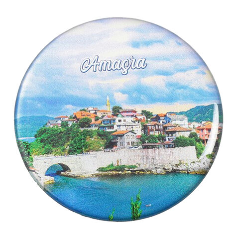 Amasra Themed Epoxy Dome Round Souvenir Fridge Magnet 67 mm - 2