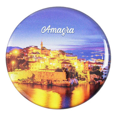 Amasra Themed Epoxy Dome Round Souvenir Fridge Magnet 67 mm - 3