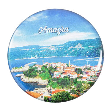 Amasra Themed Epoxy Dome Round Souvenir Fridge Magnet 67 mm - 5