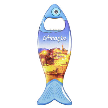 Amasra Themed Fish Shaped Metal Magnetic Bottle Opener 120x43 mm - 2