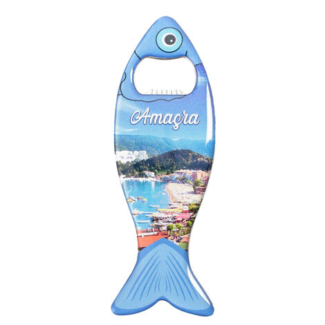 Amasra Themed Fish Shaped Metal Magnetic Bottle Opener 120x43 mm - 3