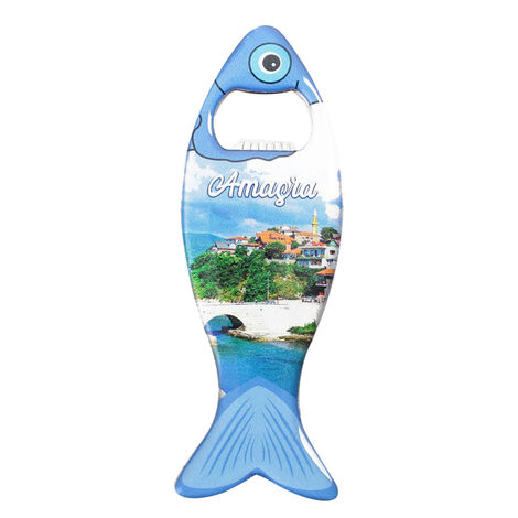 Amasra Themed Fish Shaped Metal Magnetic Bottle Opener 120x43 mm - 4