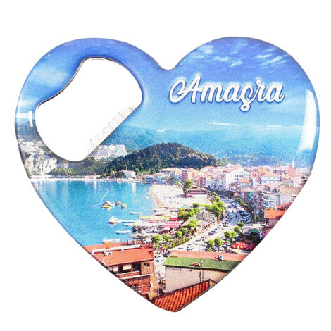 Amasra Themed Heart Shaped Metal Magnetic Bottle Opener 85x76 mm - 4