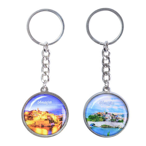 Amasra Themed Metal Double Sided Round Keychain 40x95 mm - 2