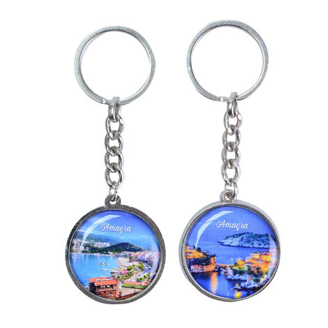 Amasra Themed Metal Double Sided Round Keychain 40x95 mm - 3