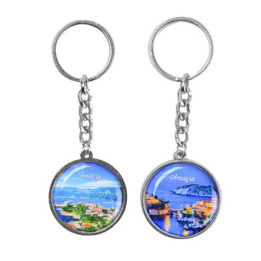 Amasra Themed Metal Double Sided Round Keychain 40x95 mm - 4