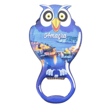 Amasra Themed Owl Shaped Metal Magnetic Bottle Opener 88x47 mm - 2