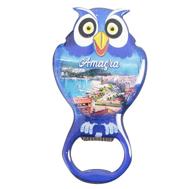 Amasra Themed Owl Shaped Metal Magnetic Bottle Opener 88x47 mm - 4