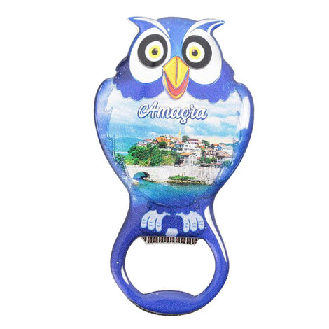 Amasra Themed Owl Shaped Metal Magnetic Bottle Opener 88x47 mm - 5