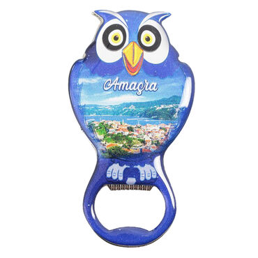 Amasra Themed Owl Shaped Metal Magnetic Bottle Opener 88x47 mm - 6