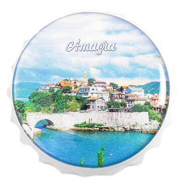 Amasra Themed Round Cap Shaped Magnetic Bottle Opener 63x15 mm - 2