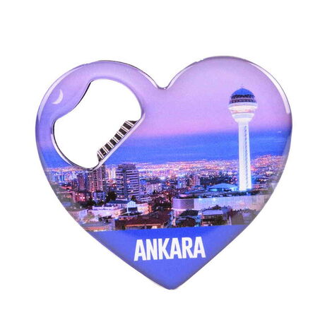 Toptan Ankara Temalı Myros Metal Kalp Açacak Magnet 85x76 mm - 9