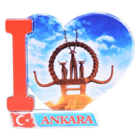 Toptan Ankara Temalı Uv Baskılı Kalp Şekilli Magnet 86x62 mm - 3