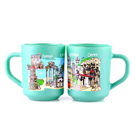 Antalya Region Themed Colored Glass Mug - 8