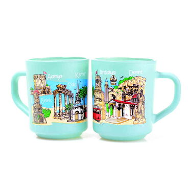 Antalya Region Themed Colored Glass Mug - 10