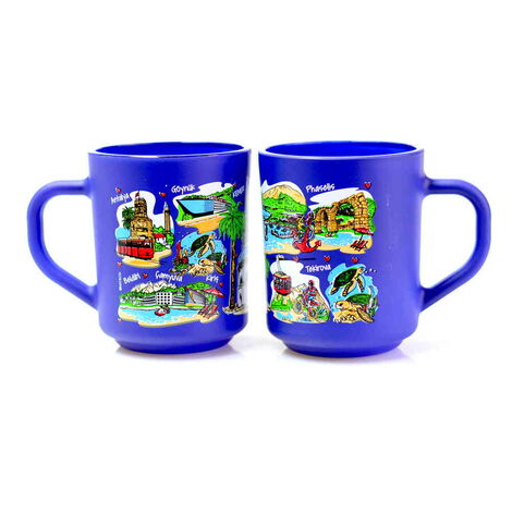 Antalya Region Themed Colored Glass Mug - 11