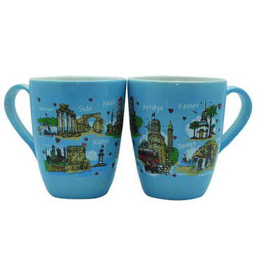 Antalya Region Themed Porcelain Custom Printed Conical Mug - 3