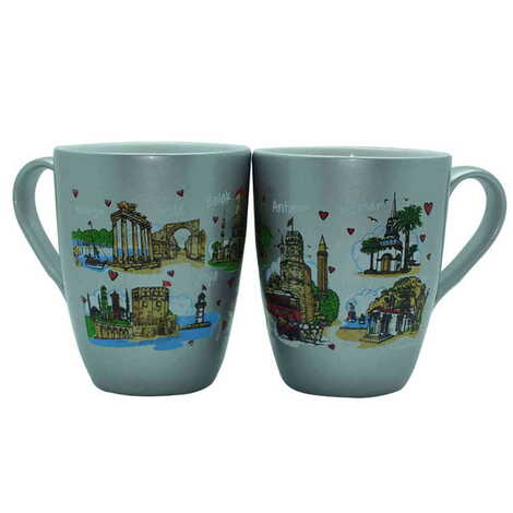 Antalya Region Themed Porcelain Custom Printed Conical Mug - 7