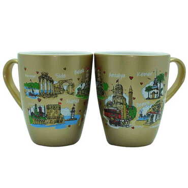 Antalya Region Themed Porcelain Custom Printed Conical Mug - 8