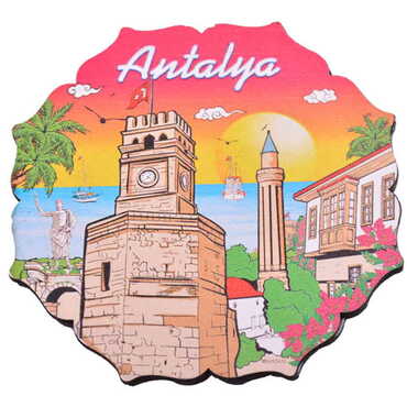 Toptan Antalya Temalı Ahşap Bardak Altlığı 90 mm - 5