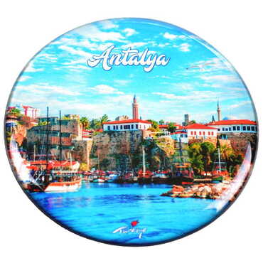 Toptan Antalya Temalı Myros Yuvarlak Magnet 67 mm - 18