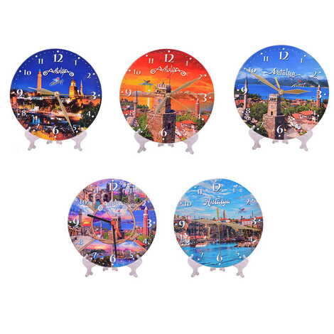 Antalya Themed Ceramic Wall Clock 20 Cm - 2