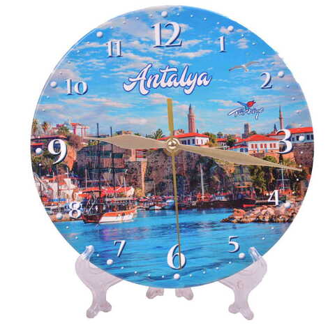 Antalya Themed Ceramic Wall Clock 20 Cm - 3