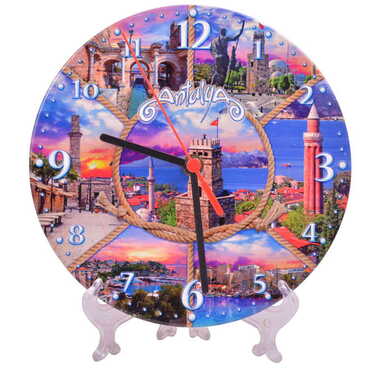 Antalya Themed Ceramic Wall Clock 20 Cm - 4