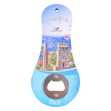 Antalya Themed Classic Shaped Printed MDF Wooden Bottle Opener 170x79 mm - 4